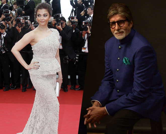 Light grey gown में ऐश्वर्या और जोध पुरी बंदगले में अमिताभ Amitabh and aish fashion inside